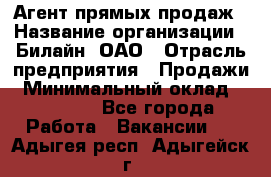 Агент прямых продаж › Название организации ­ Билайн, ОАО › Отрасль предприятия ­ Продажи › Минимальный оклад ­ 15 000 - Все города Работа » Вакансии   . Адыгея респ.,Адыгейск г.